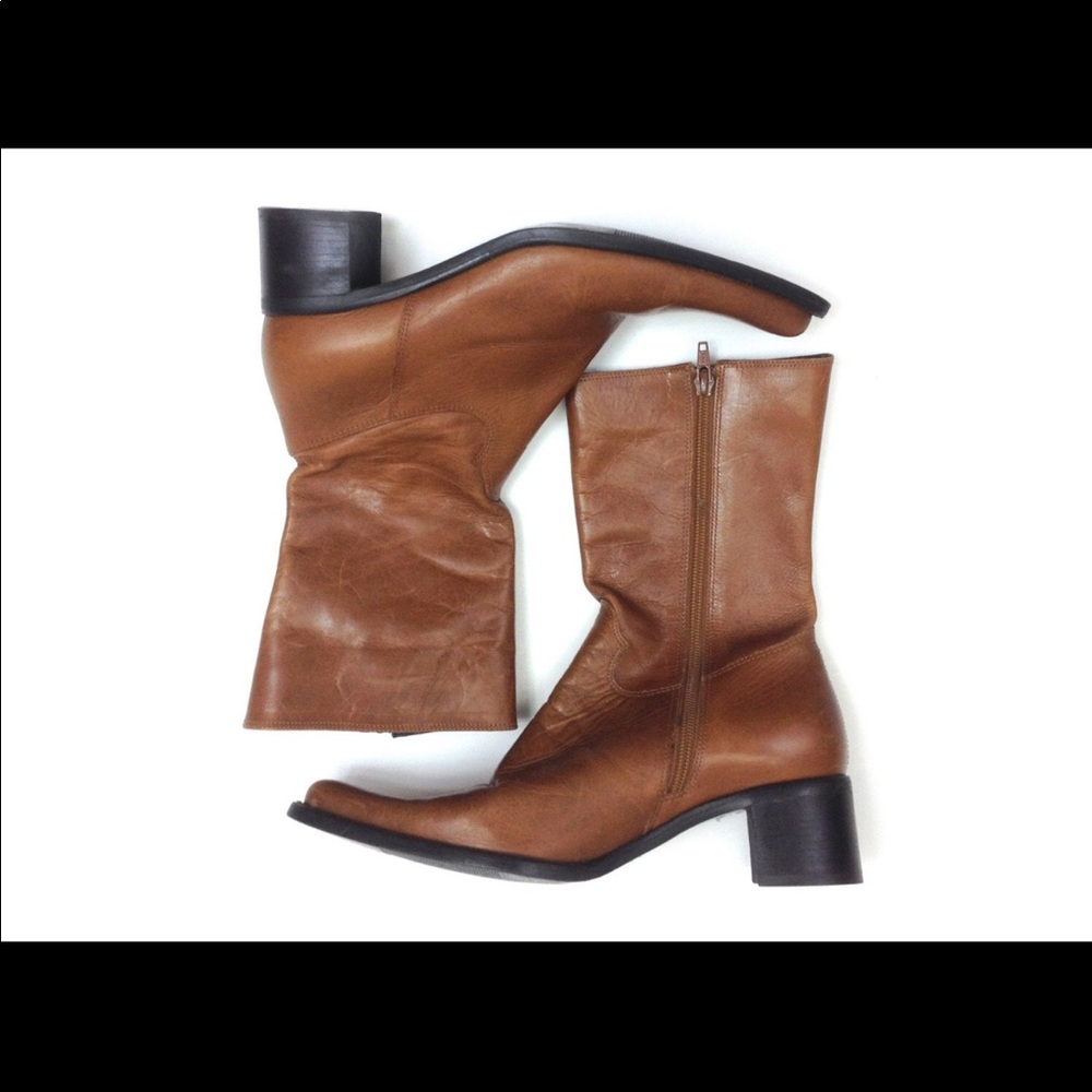 Vintage Steve Madden Caramel Brown Leather Boots